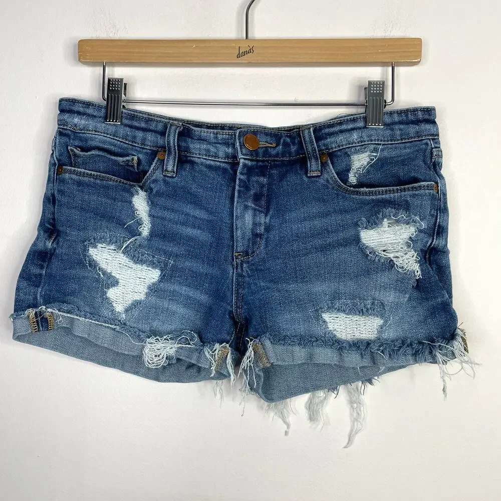 Blank NYC Tomboy Distressed Ripped Denim Jean Cutoff Cut Off denim shorts 27